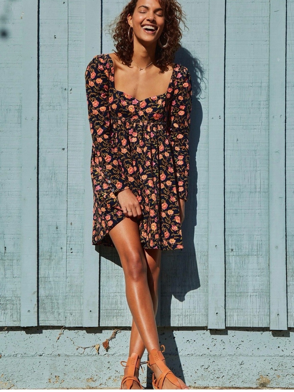 Free People Bessie Micro Corduroy Babydoll Floral Dress